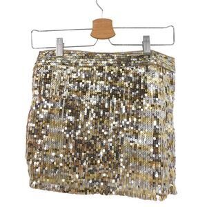 Abercrombie & Fitch Womens Gold Silver Sequin Mini Skirt Size 4 Party Night Out
